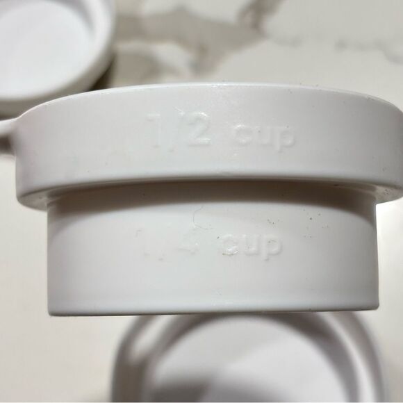 Set of 4 pcs White Plastic Kitchen Baking Measuring Measure Spoon Cup Set - Picture 15 of 16